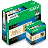 Fujichrome Velvia 50 film packaging